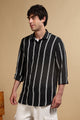 White & Black Slim Fit Striped Shirt Black 2