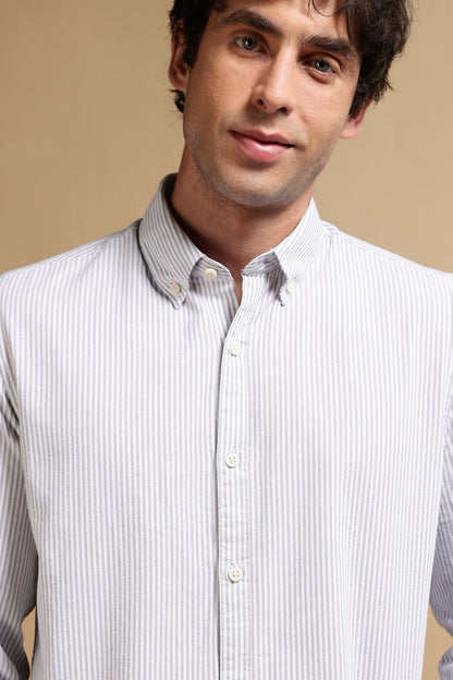 Essential Striped Shirt Grey