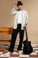 White & Black Slim Fit Striped Shirt White