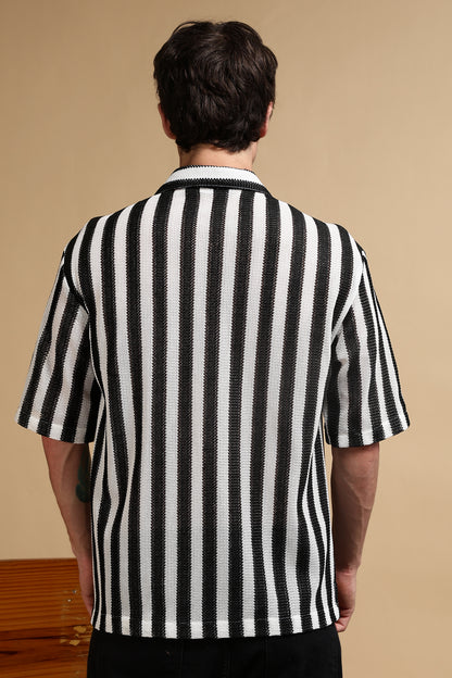 Relaxed Fit Striped Shirt White