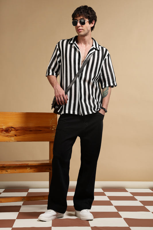 Polyester Croatia Relaxed Fit Striped Shirt White