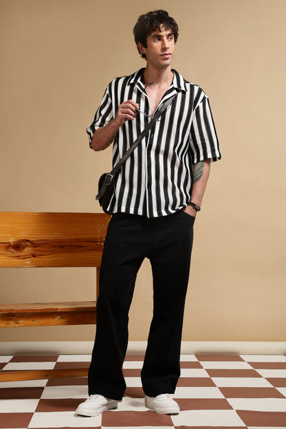 Relaxed Fit Striped Shirt White