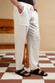 Loose Fit Drawcord Trousers White