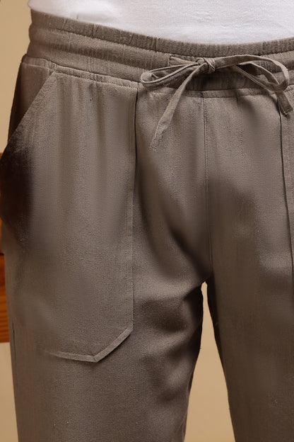 Loose Fit Drawcord Trousers Lt Brown