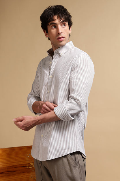 Essential Striped Shirt Brown