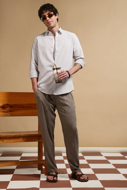 Loose Fit Drawcord Trousers Lt Brown