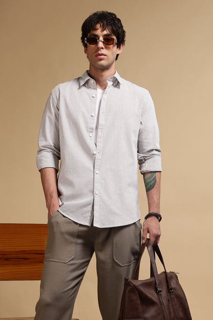 Essential Striped Shirt Brown