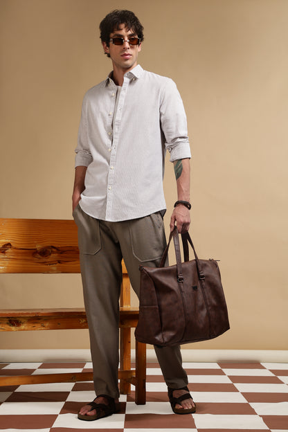 Essential Striped Shirt Brown