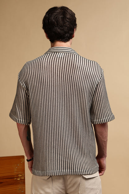 Relaxed Fit Self-Designed Shirt Cream