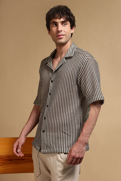 Relaxed Fit Self-Designed Shirt Cream