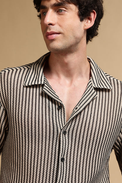 Relaxed Fit Self-Designed Shirt Cream