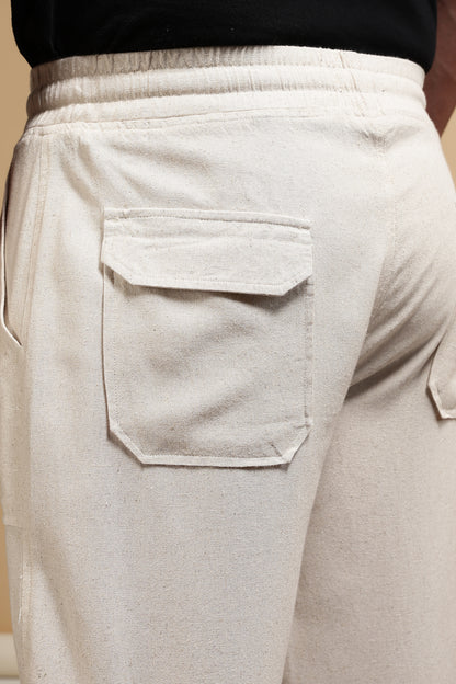 Loose Fit Drawcord Trousers Lt Cream