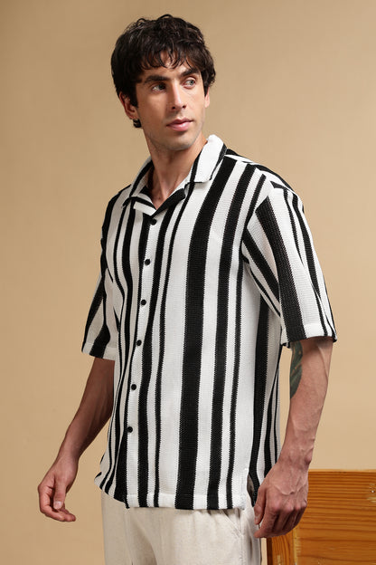 Relaxed Fit Striped Shirt White