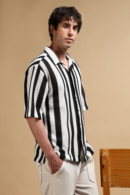 Relaxed Fit Striped Shirt White
