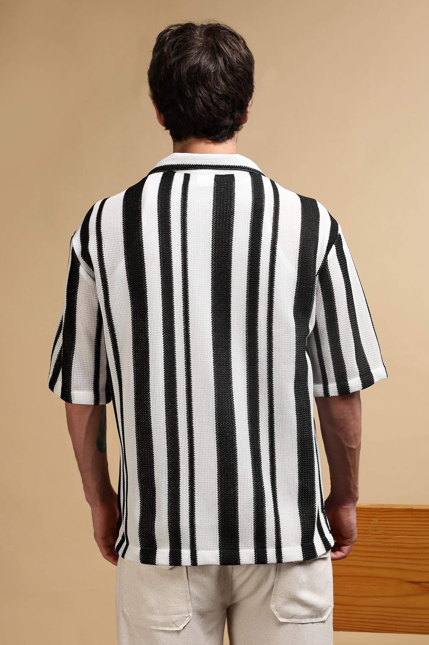 Relaxed Fit Striped Shirt White