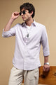 100% Cotton Oxford Slim Fit Striped Shirt Lavender