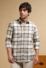 Slim Fit Cotton Check Shirt Cream