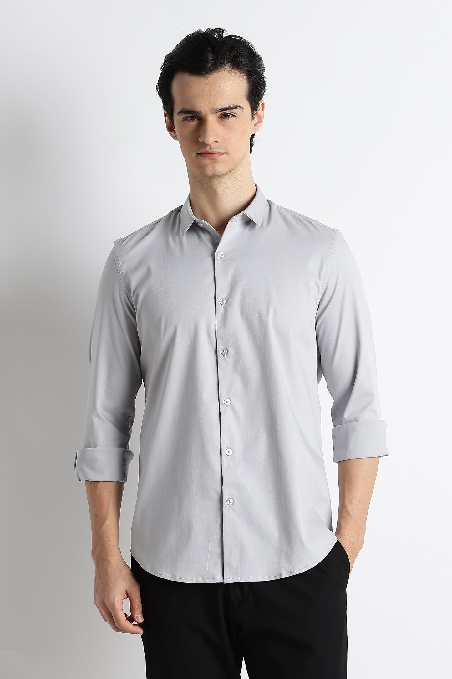The Modern Essential Poly-Lycra Shirt Lt Grey