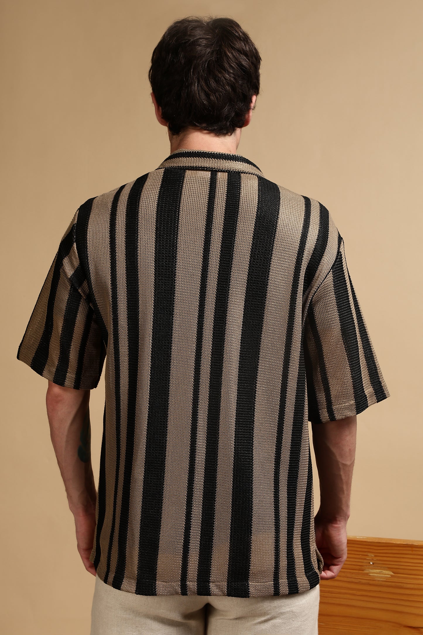 Relaxed Fit Striped Shirt Khaki