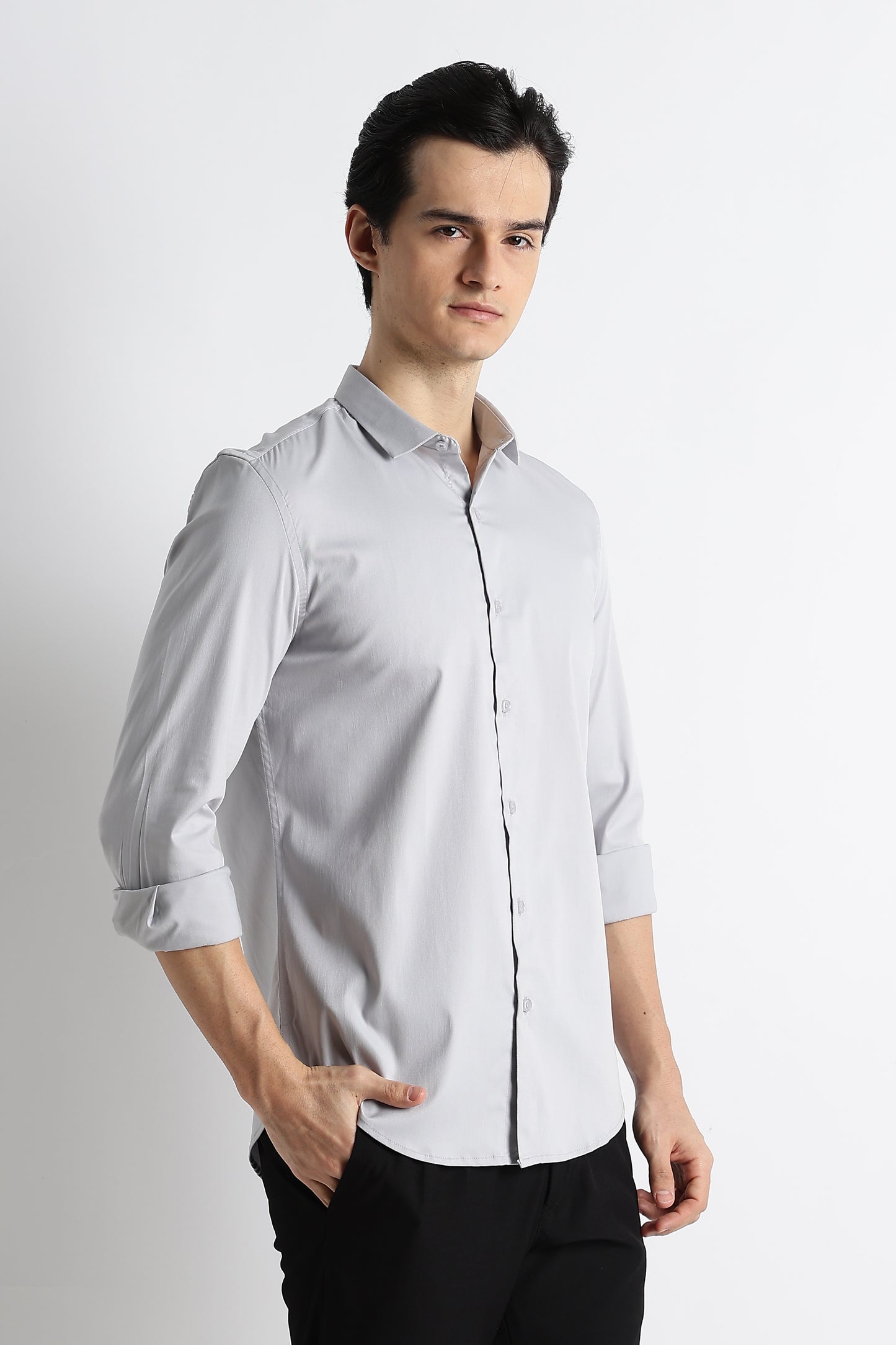 The Modern Essential Poly-Lycra Shirt Lt Grey