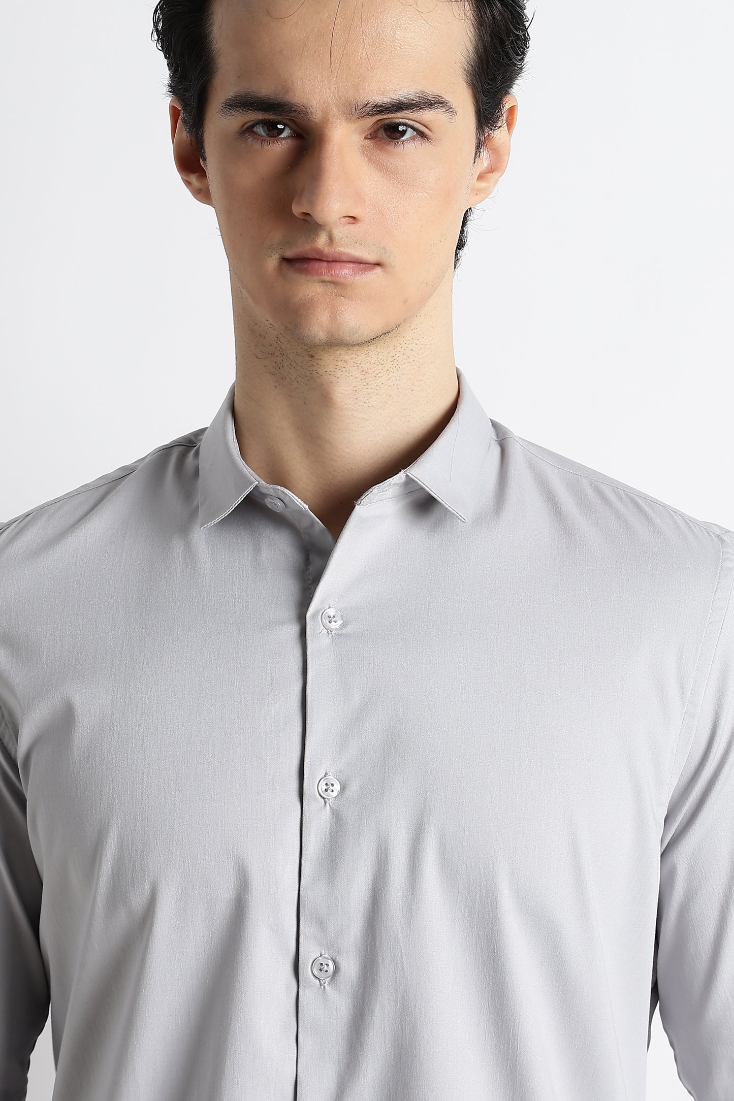 The Modern Essential Poly-Lycra Shirt Lt Grey