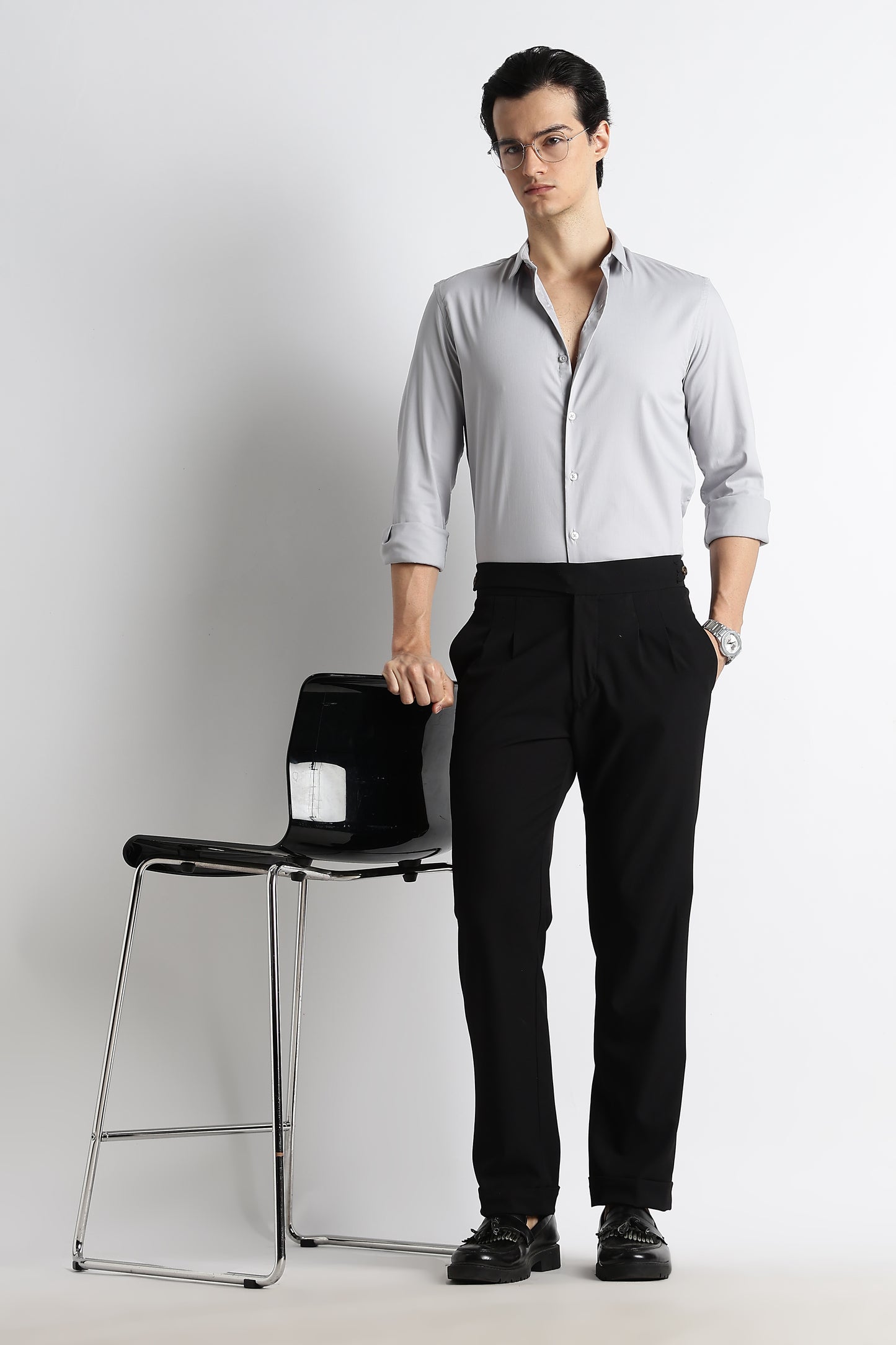 The Modern Essential Poly-Lycra Shirt Lt Grey