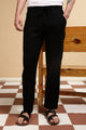 Linen Blend Loose Fit Drawcord Trousers Black