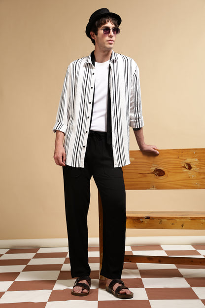 Loose Fit Drawcord Trousers Black