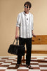 White & Black Slim Fit Striped Shirt