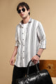 White & Black Slim Fit Striped Shirt White