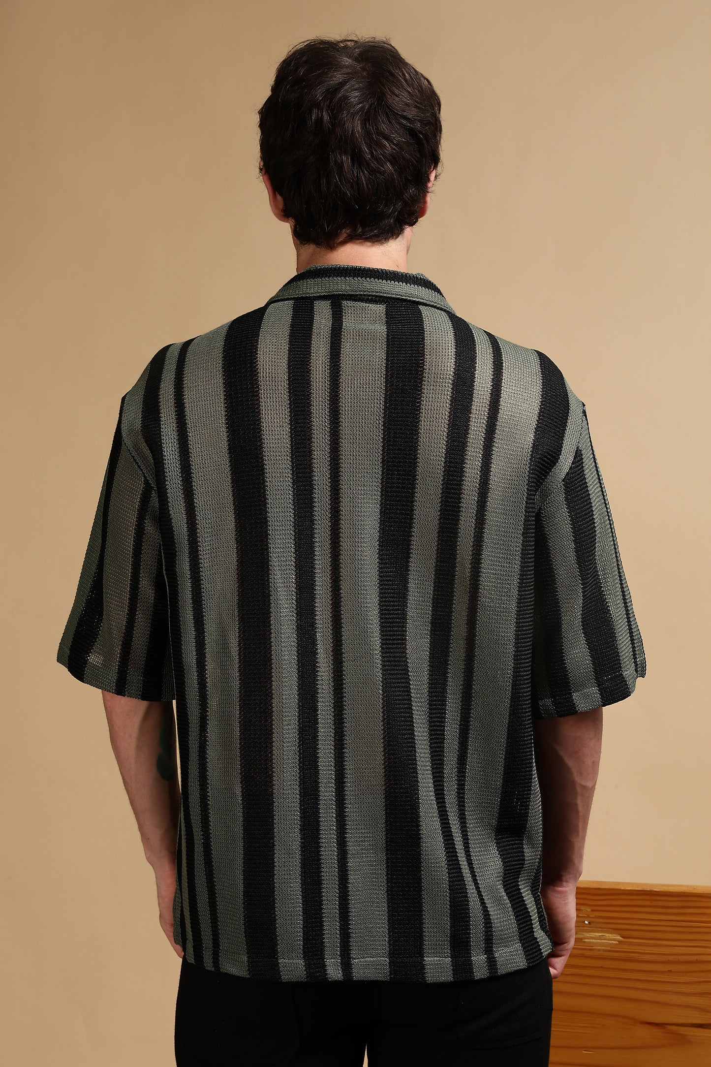 Relaxed Fit Striped Shirt Green