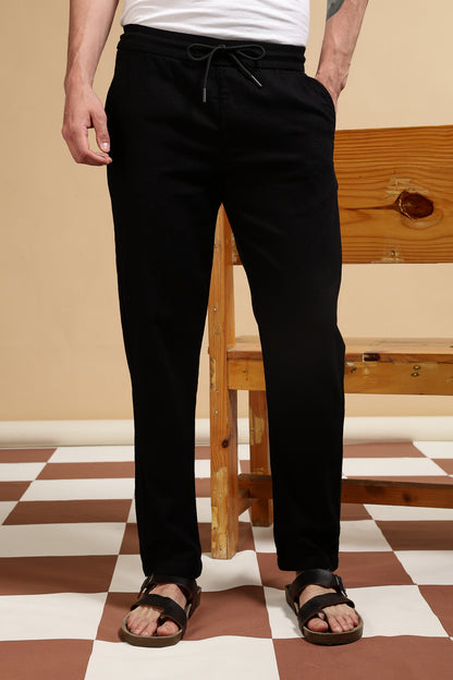 Loose Fit Drawcord Pants Black