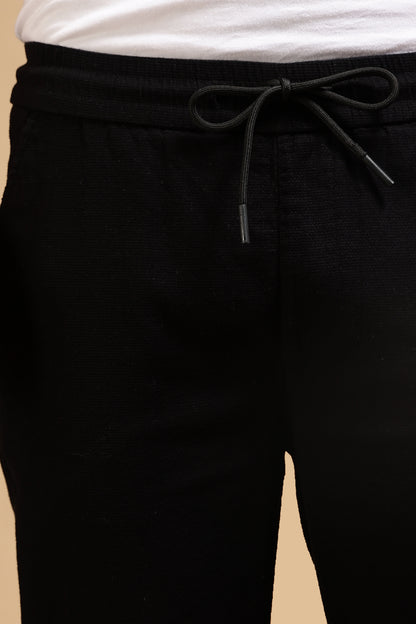 Loose Fit Drawcord Pants Black
