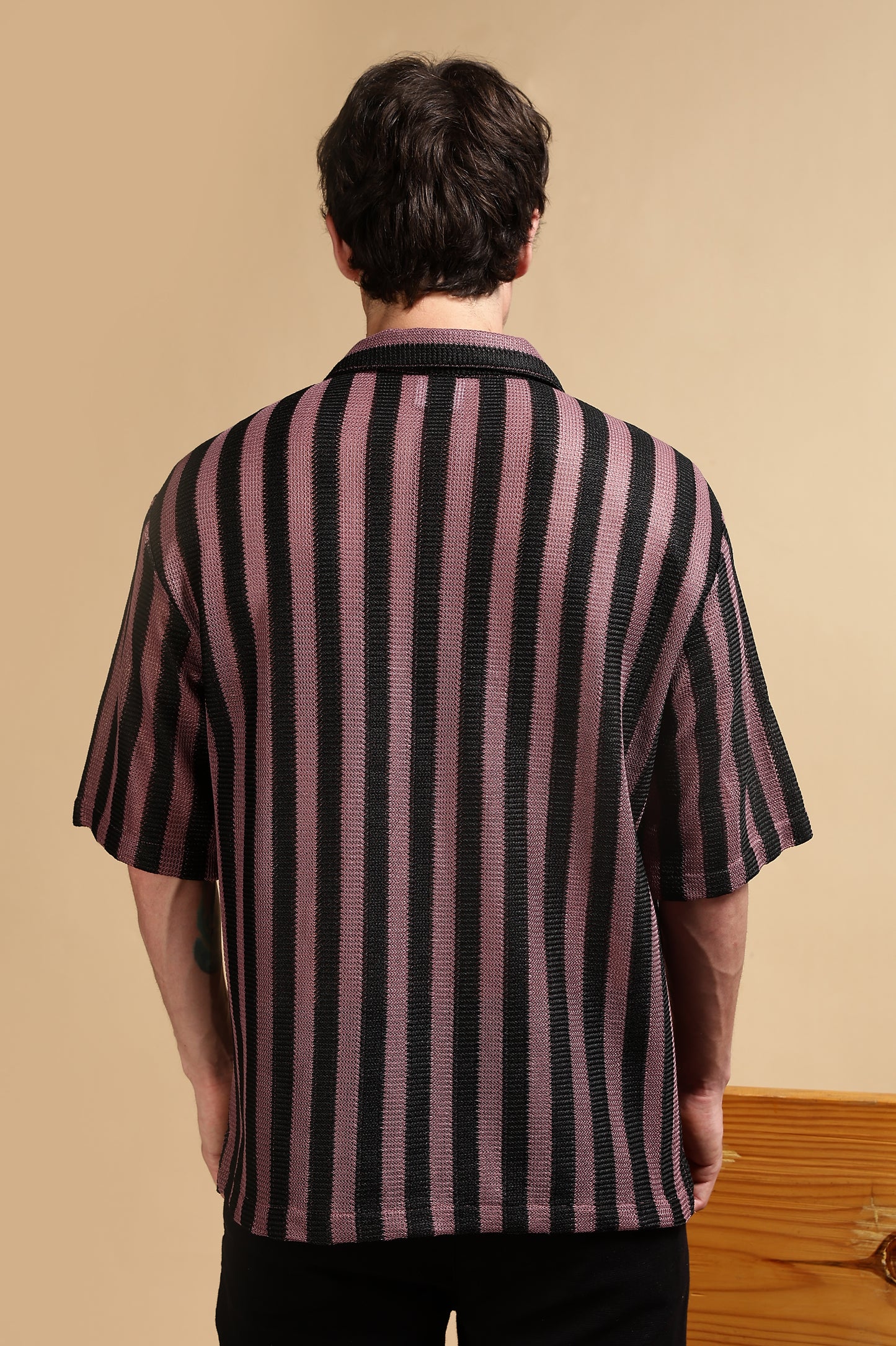 Polyester Croatia Relaxed Fit Striped Shirt Pink