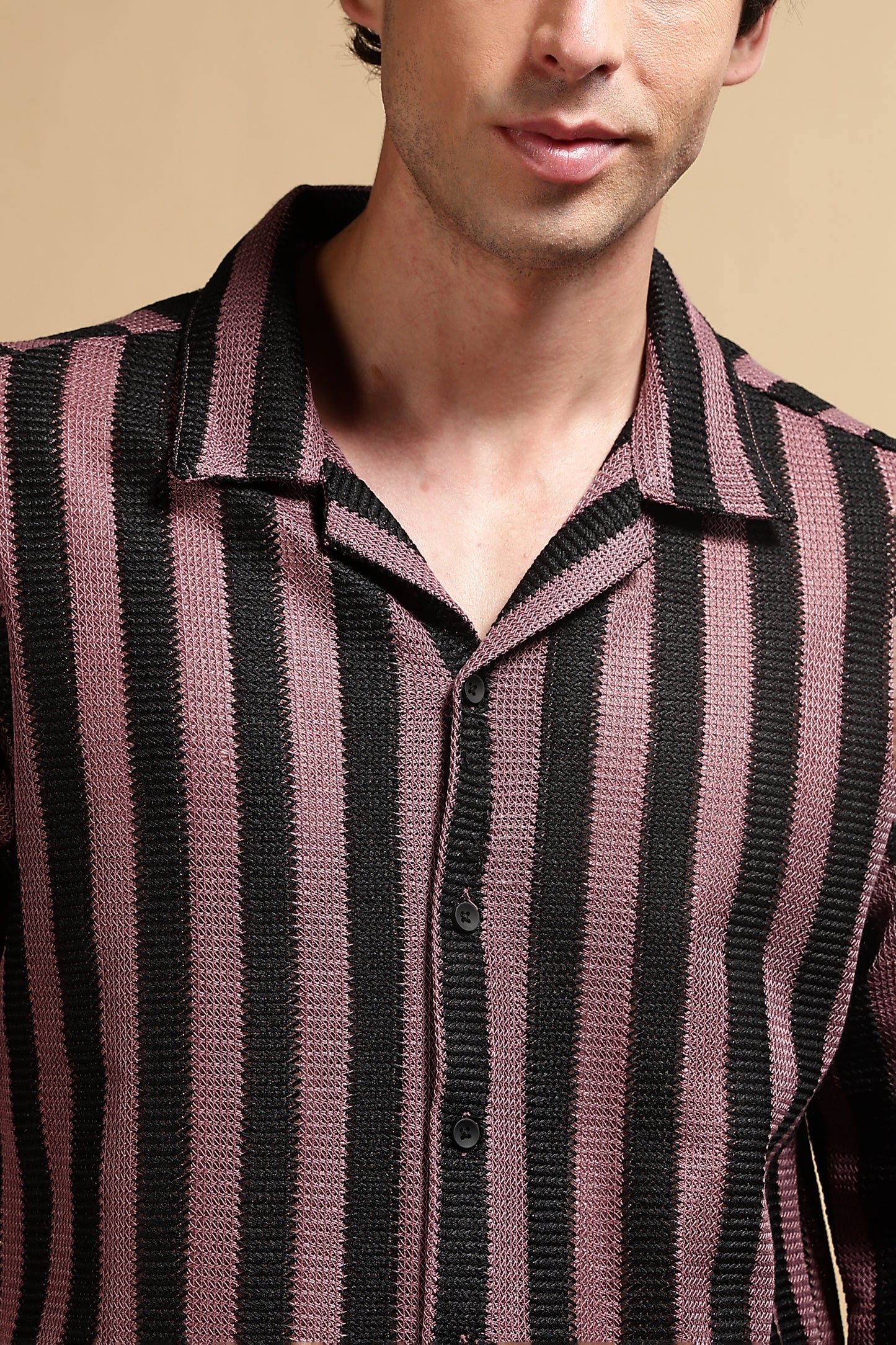 Polyester Croatia Relaxed Fit Striped Shirt Pink