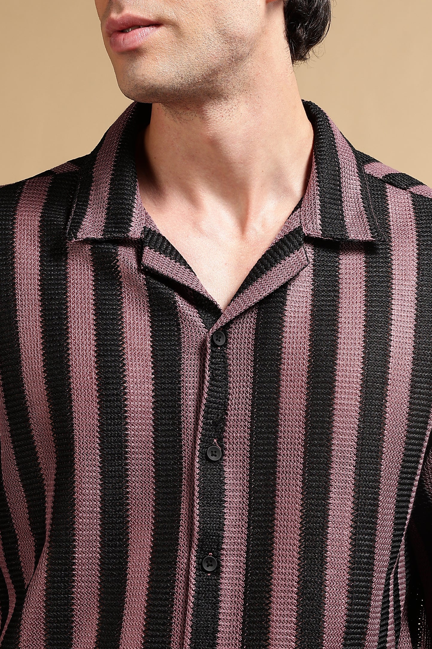 Polyester Croatia Relaxed Fit Striped Shirt Pink