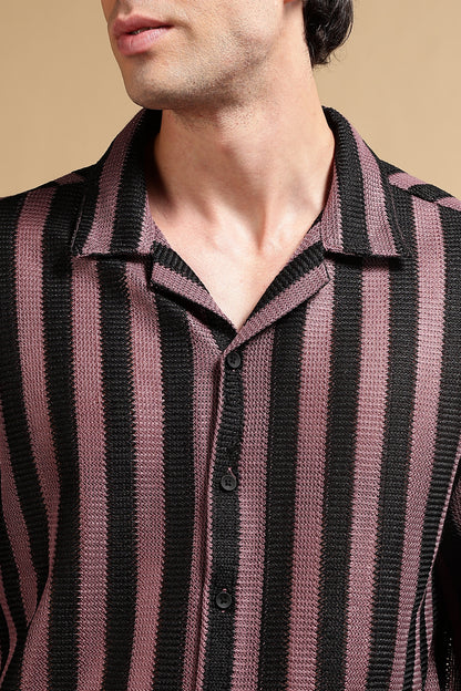Relaxed Fit Striped Shirt Pink
