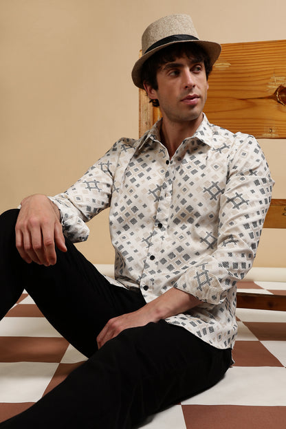 Slim Fit Self-Designed Shirt Black