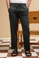 Linen Blend Loose Fit Drawcord Trousers Green