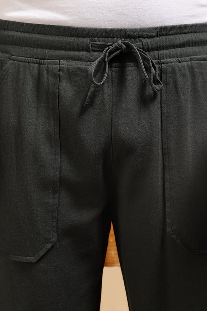Loose Fit Drawcord Trousers Green