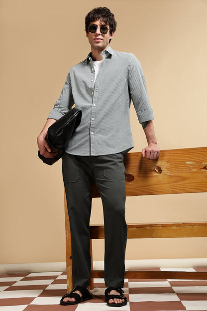 Loose Fit Drawcord Trousers Green
