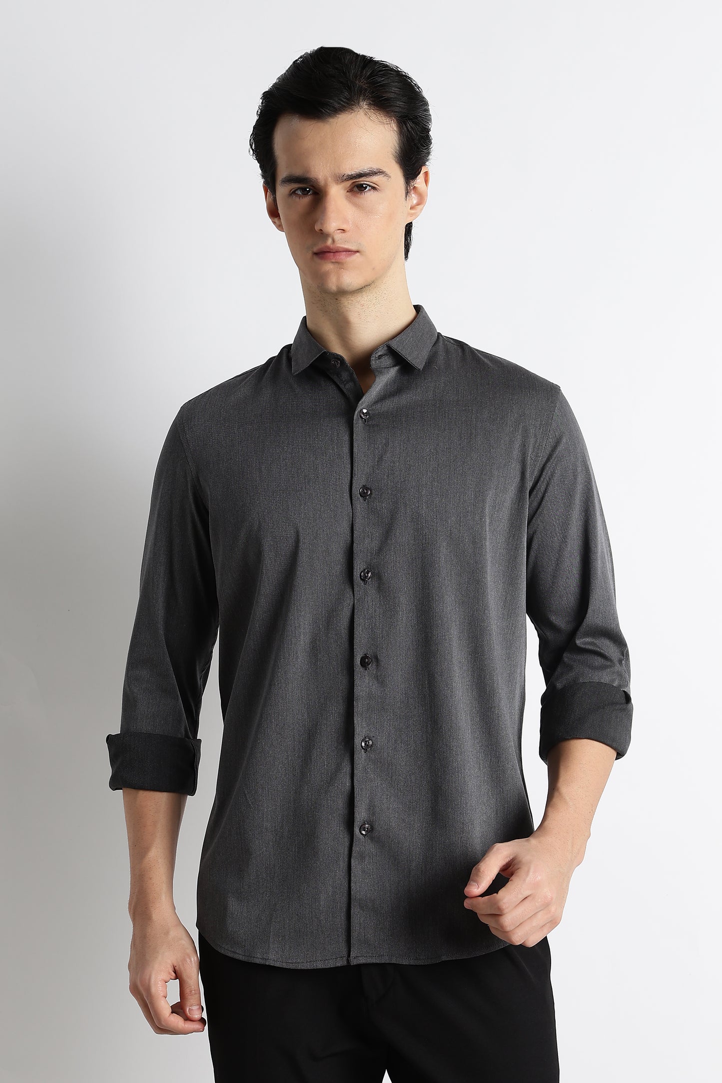 The Modern Essential Poly-Lycra Shirt Charcoal