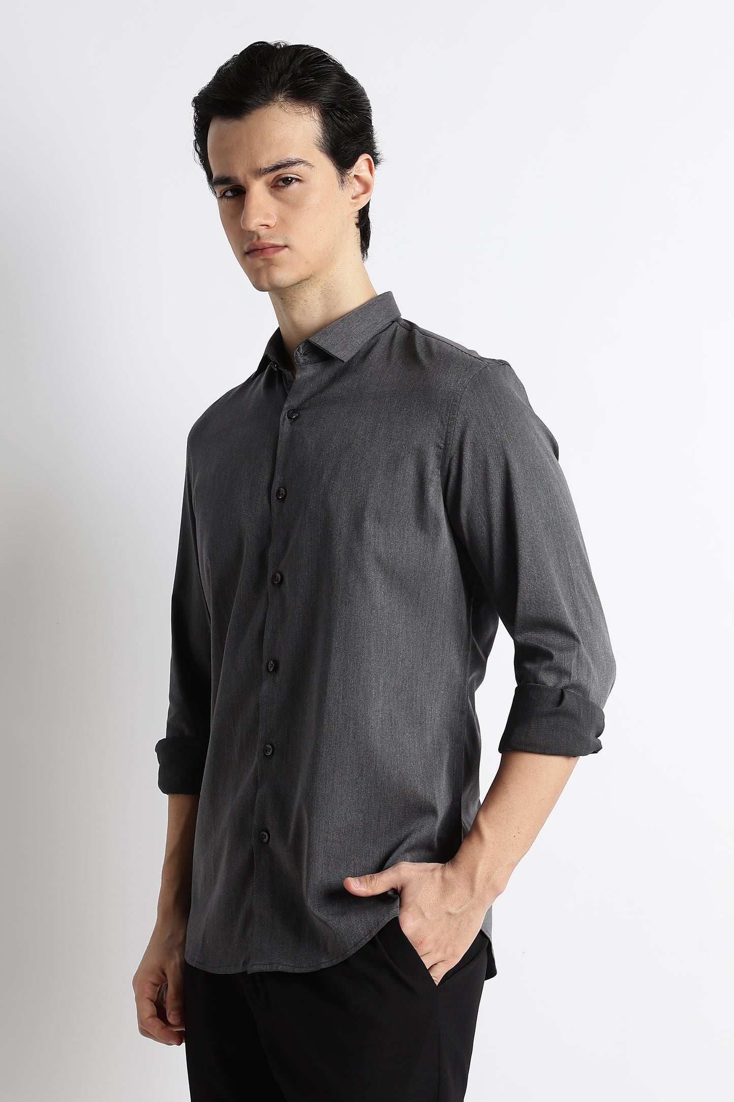 The Modern Essential Poly-Lycra Shirt Charcoal