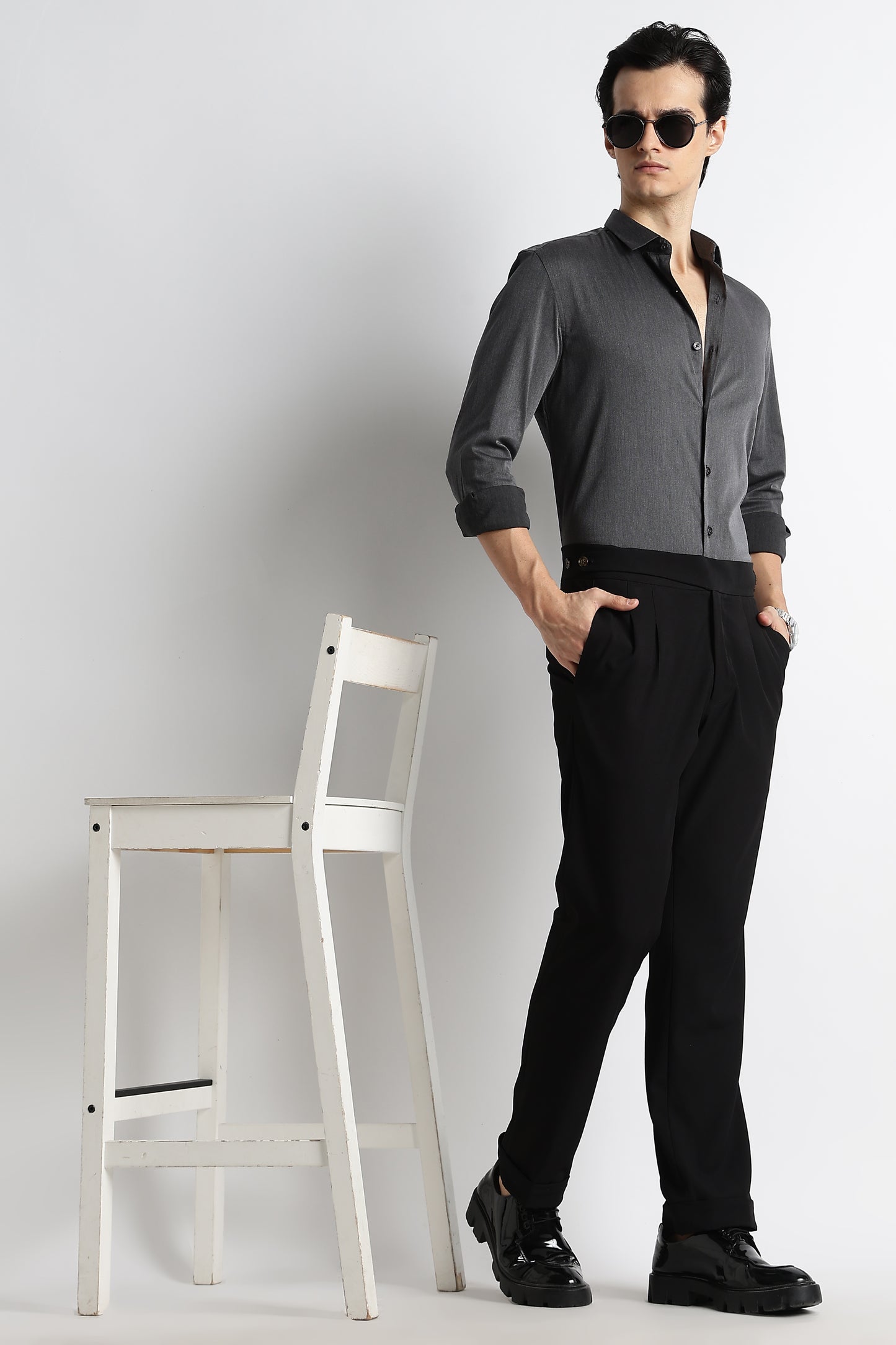 The Modern Essential Poly-Lycra Shirt Charcoal