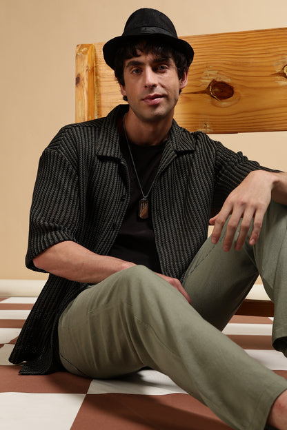 Relaxed Fit Self-Designed Shirt Green