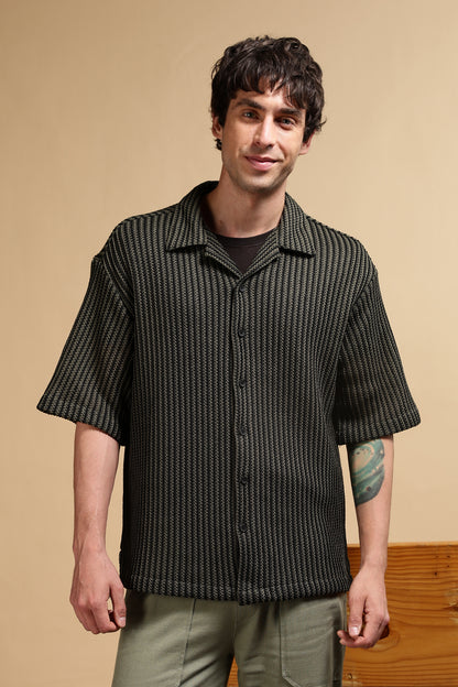 Relaxed Fit Self-Designed Shirt Green