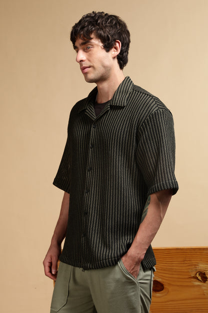 Relaxed Fit Self-Designed Shirt Green