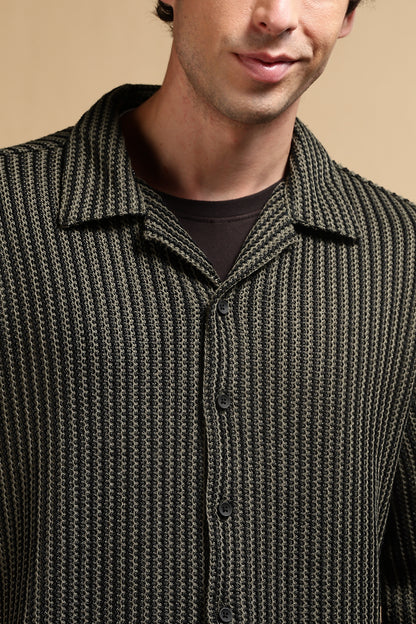 Relaxed Fit Self-Designed Shirt Green