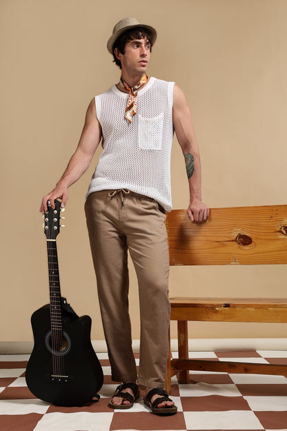 Loose Fit Drawcord Pants Khaki