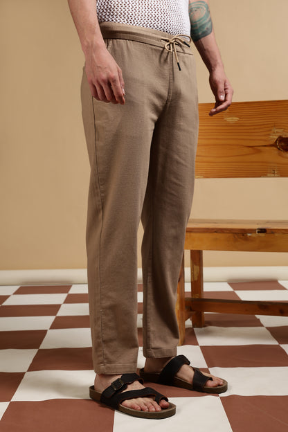 Loose Fit Drawcord Pants Khaki